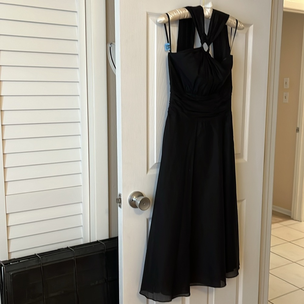 FLASH SALE White House Black Market Black Cotton Fully Lined Halter Dress Sz 00